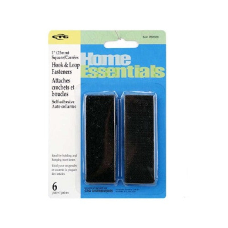 83389 – VELCRO HOOK AND LOOP SQUARE 1INCH BLK ADHESIVE (6 pcs/pkg)