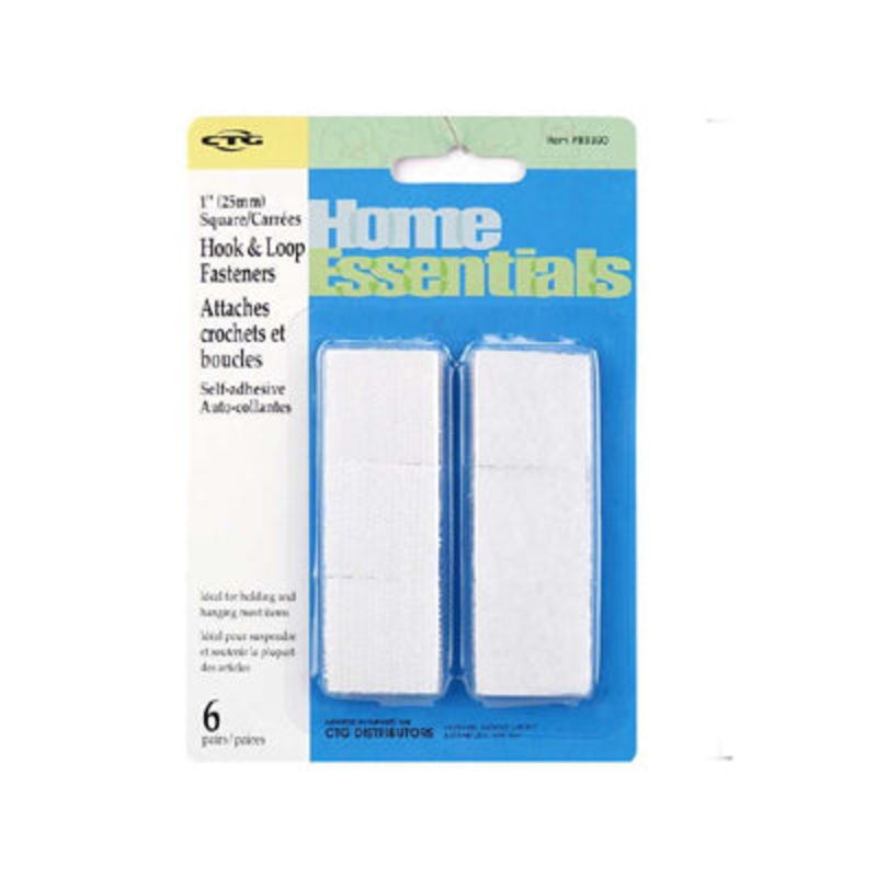 83390 – VELCRO HOOK AND LOOP SQUARE 1INCH ADHESIVE WHITE (6 pcs/pkg)