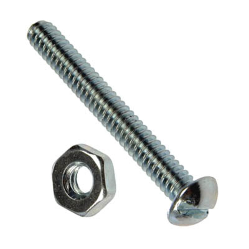 5058 – SCREW METAL 10-24X2IN SLOT WITH HEX NUTS SET OF 5PCS