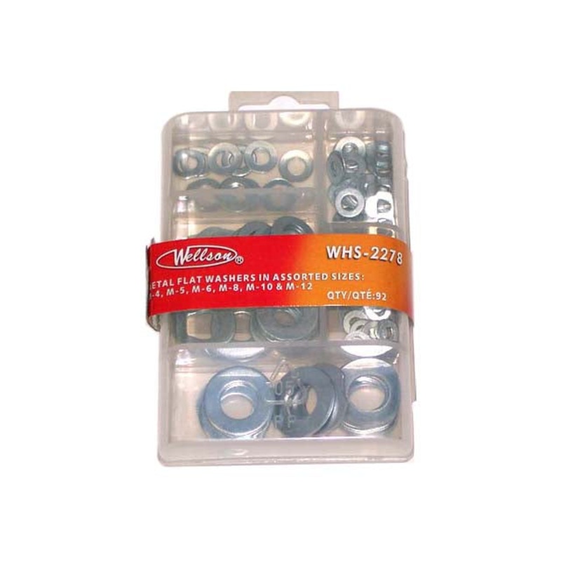 WHS-2278 – WASHER FLAT METAL ASSORTED KIT M-4 5 6 8 10 12 92PC/SET