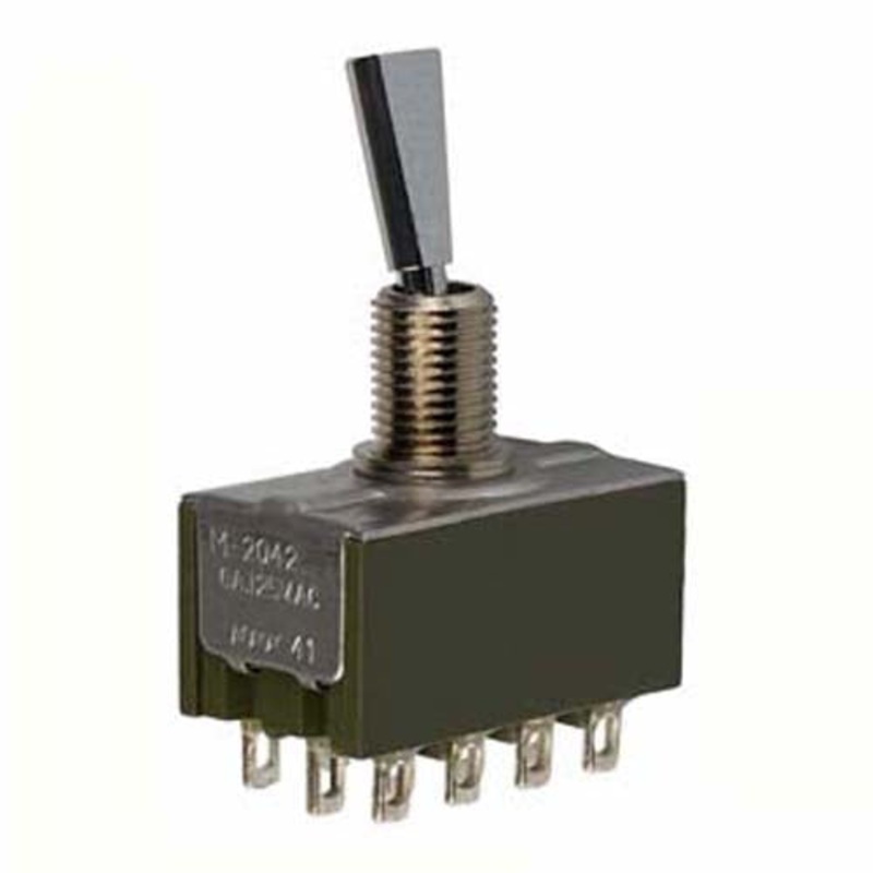 F4TT49 – TOGGLE SWITCH MOM 4P2T 6A ON-OFF -(ON) 125VAC TH SOL 6.3MM HOLE