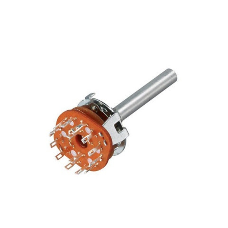 1275-0034 – ROTARY SWITCH 2P6T NON-SHORTING SOL 34MM 1/4IN SHAFT RND METAL