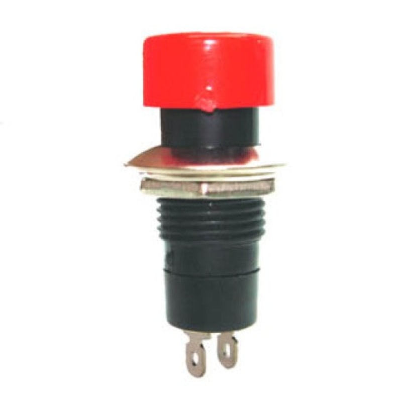 1275-0609 – PUSH SWITCH MOM 1P1T NO THR SOL 12MM 3A/125VAC RED CAP