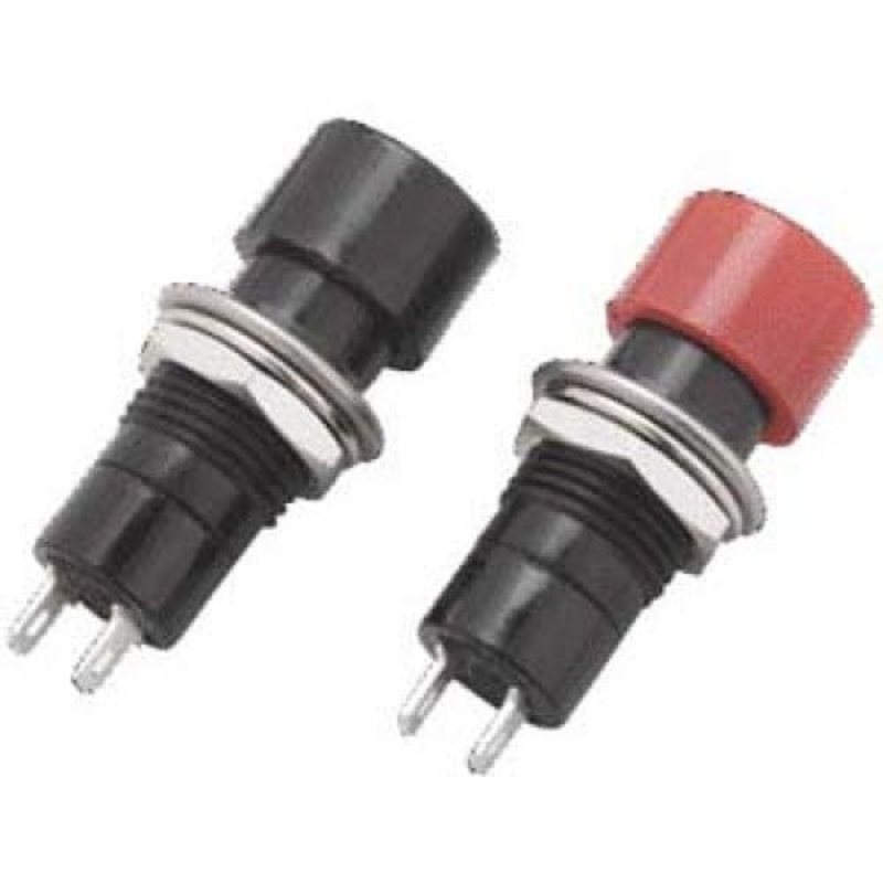 2750609 – PUSH SWITCH MOM 1P1T NO THR SOL 12.5MM 3A/125VAC 1RED AND 1BLK CAP