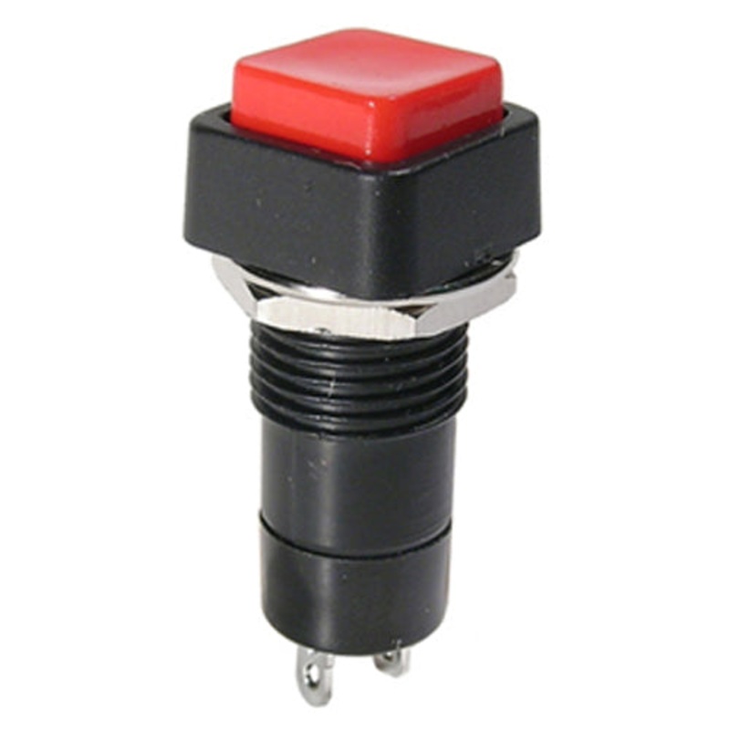 44-483-1 – PUSH SWITCH MOM 1P1T NC THR SOL RED CAP SQ BUTTON 3A/125VAC