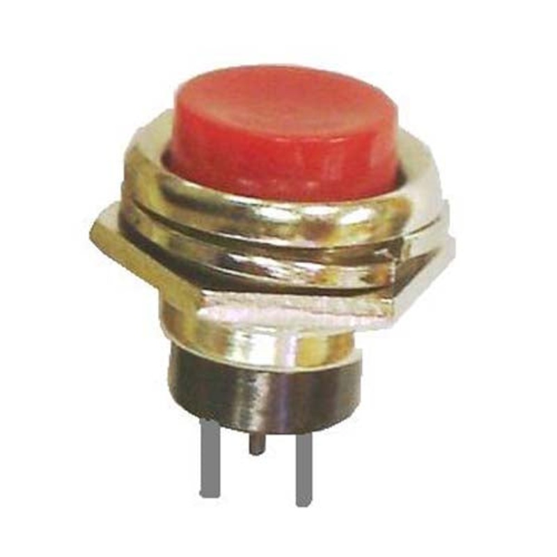 66-2420 RED – PUSH SWITCH MOM 1P1T NC THR SOL 16MM RED CAP 4A/125VAC