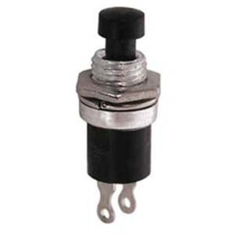 QK-3077-BLK – PUSH SWITCH MOM 1P1T NO THR BLK SOL 7MM