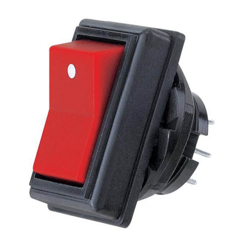 R13-49B-05 – ROCKER SWITCH 2P2T 10A ON-NONE- ON 125V SOL 17.6MM RED