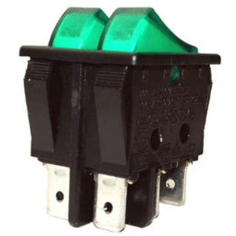 R210-2C2LBGN-DP – ROCKER SWITCH DUAL LIT 2P1T 16A ON-OFF 125VAC QT 22X30MM GRN
