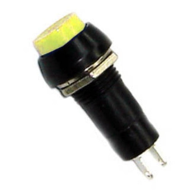 SW1020 YELLOW – PUSH SWITCH MOM 1P1T NO THR SOL 12MM HEX BUTTON YEL CAP 3A 125VA