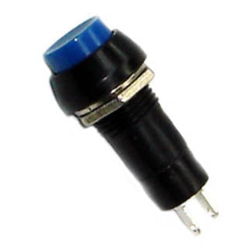 SW1020BLU – PUSH SWITCH MOM 1P1T NO THR SOL 12MM RND BUTTON BLUE CAP 3A 125V
