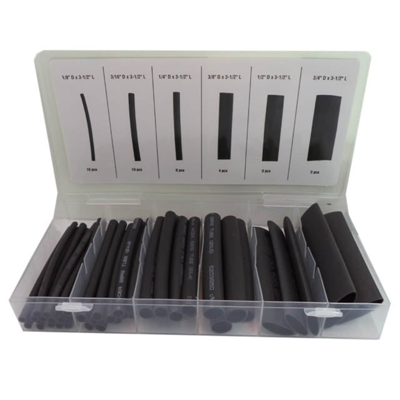 43112 – TUBING HST KIT DW 1/8 3/16 1/4 3/8 1/2 3/4IN 42PCS/SET BLACK