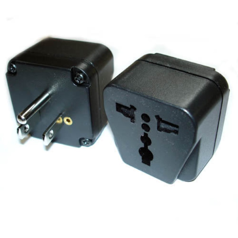 48-540 – TRAVEL ADAPTER 3P N-AMERICA PLUG TO UNIVERSAL JACK W/GROUND BLACK