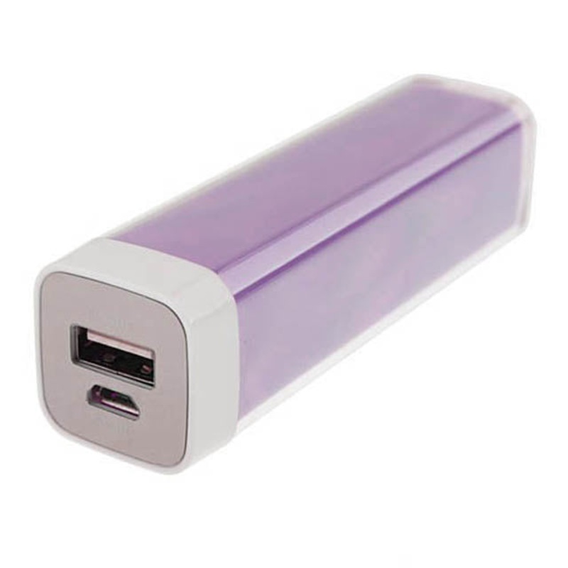 618096 – POWER BANK 2600MAH W/CABLE PURPLE UNIVERSAL