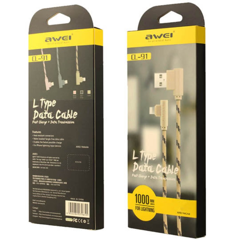 E-CL91 – USB CABLE A MALE TO LIGHTNING 8P RA 3FT ASSORTED COLORS IPHONE