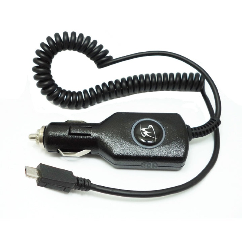 MSDVDQCMICRO – USB CAR CHARGER W/MICRO USB 6FT BLACK CURLY CABLE