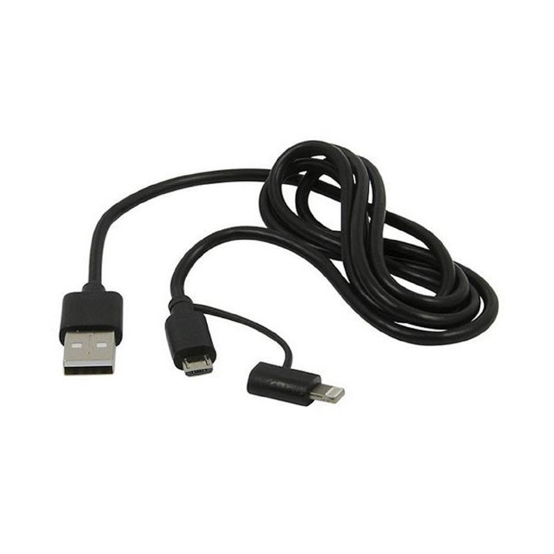 MSUSBSCML – USB CABLE A MALE TO LIGHTNING 8P AND MICRO B MALE 3FT BLACK