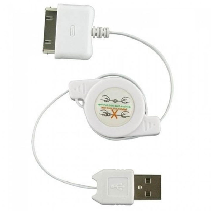 R-IUSB-SYNC-WH – USB CABLE A MALE TO 30P 2.5FT WHT RETRACTABLE IPHONE