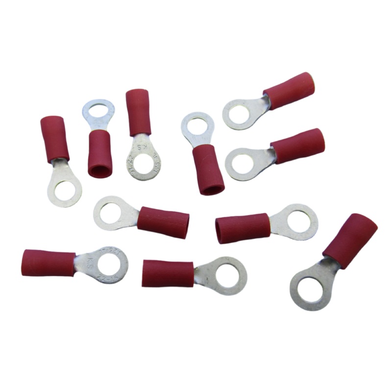 65-1525C, Philmore 100pc #8 Ring Red Insulated Crimp Terminals for 22-18 AWG