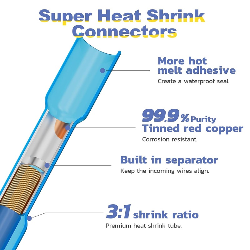 MVO MVHS-BS-B-200 Heat Shrink Crimp Butt Connector 200pk