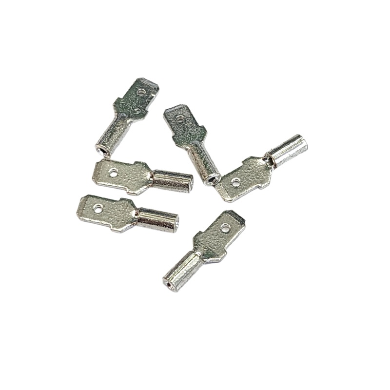 Noble U-505D, 6pc 0.187″ Male Quick Slide Crimp Terminals for 22-18 AWG