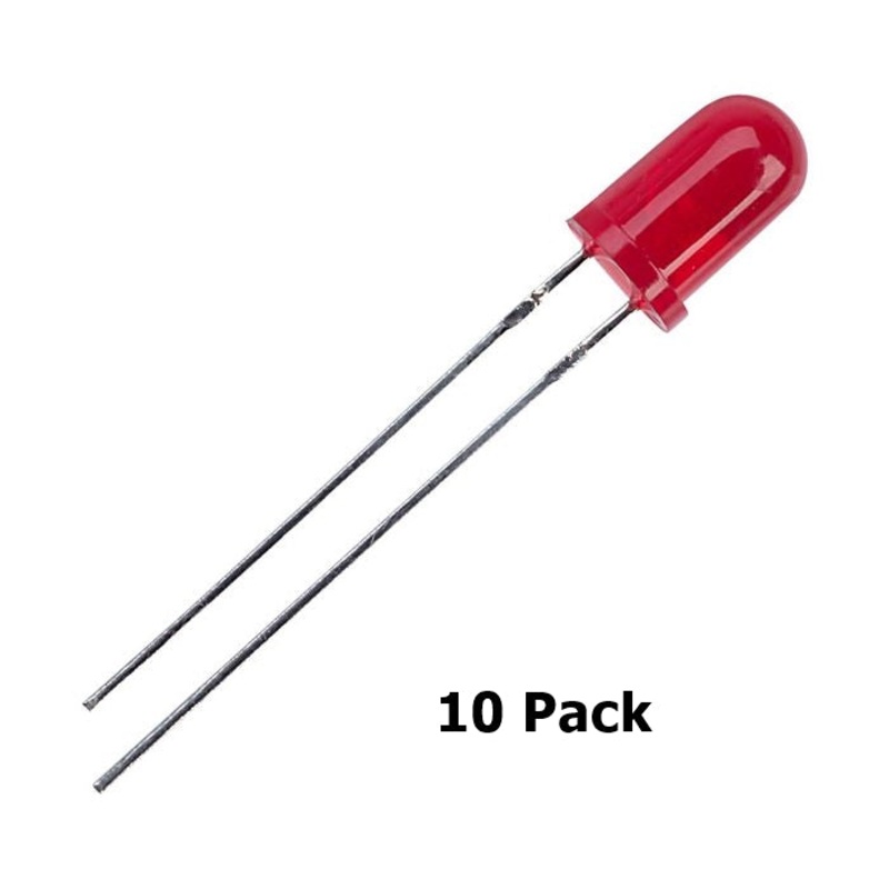 Hobby 10 Pack of 5mm Red Diffused LEDs ~ 2V @ 20mA