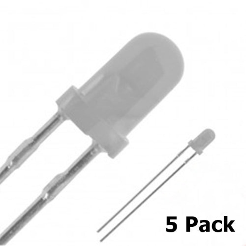 Hobby 5 Pack of 3mm White Diffused LEDs ~ 3V @ 20mA