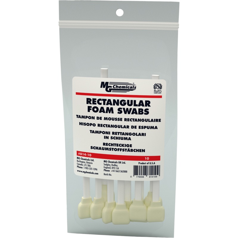 MG Chemicals 814-10 Rectangular Foam Swabs 10 Count