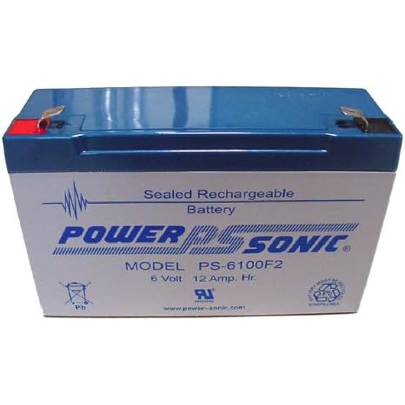 PS-6100F2  Power-Sonic 6V/12AH Sealed Lead Acid Battery w/ F2 Terminal