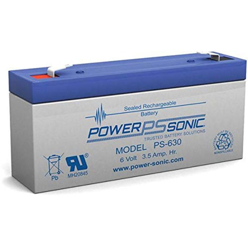 PS-630  Power-Sonic Rechargeable Sealed Lead Acid Battery PS-630 6V 3.5 AH @ 20-hr. 6V 3.3 AH @ 10-hr.