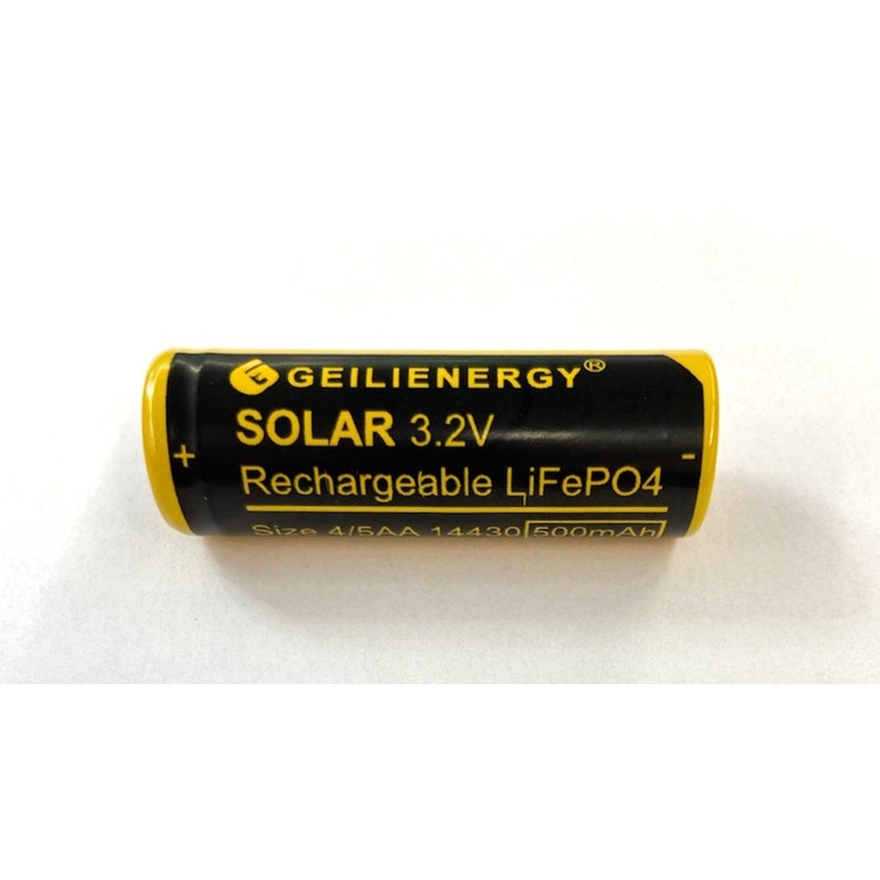 Solar 14430 4/5AA 500mAh 3.2V Volt LiFePO4 Rechargeable Battery