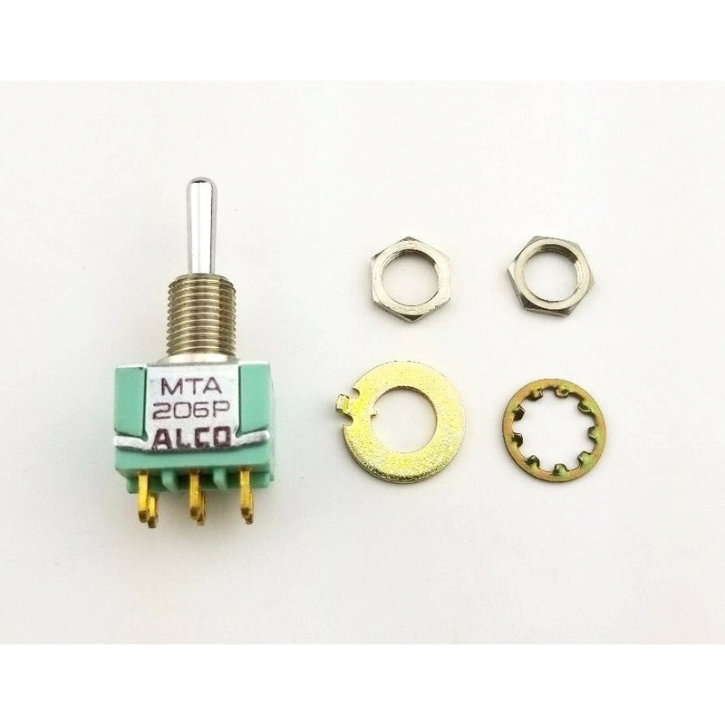 Alcoswitch MTA206P, DPDT ON-OFF-ON, Round Bat Mini Toggle 6A@125V, 4A@28V DC