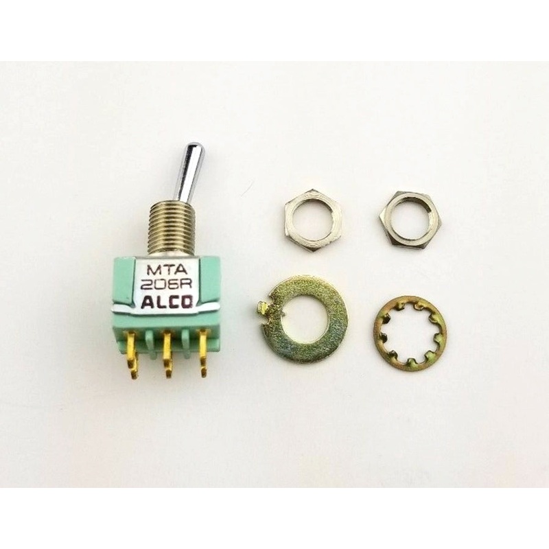 Alcoswitch MTA206R, DPDT ON-(ON), Round Bat Mini Toggle 6A@125V, 4A@28V DC