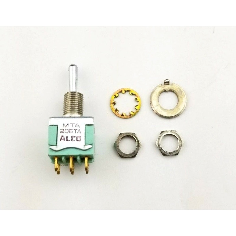 Alcoswitch MTA206TA, SP3T ON-ON-(ON), Round Bat Mini Toggle 6A@125V, 4A@28V DC
