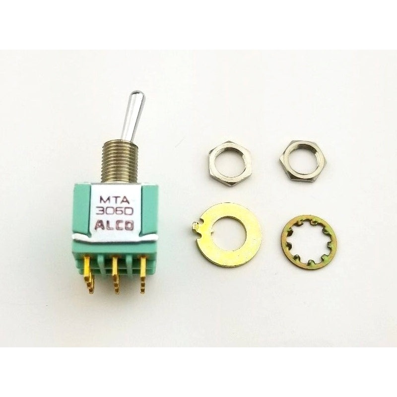 Alcoswitch MTA306D, 3PDT ON-ON, Round Bat Mini Toggle 6A@125V, 4A@28V DC
