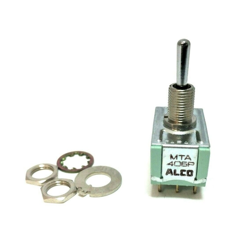 Alcoswitch MTA406P, 4PDT ON-OFF-ON, Round Bat Mini Toggle 6A@125V, 4A@28V DC