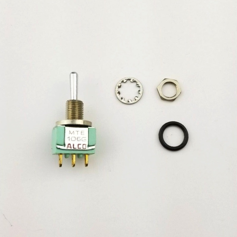 Alcoswitch MTE106G, SPDT (ON)-OFF-(ON), Sealed Mini Toggle 6A@125V, 4A@28V DC