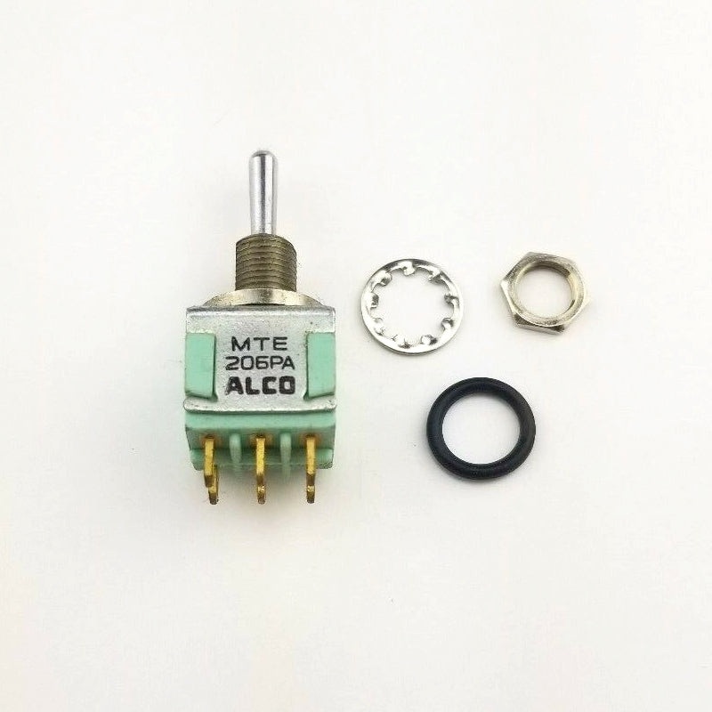 Alcoswitch MTE206PA, SP3T ON-ON-ON, Sealed Mini Toggle 6A@125V, 4A@28V DC