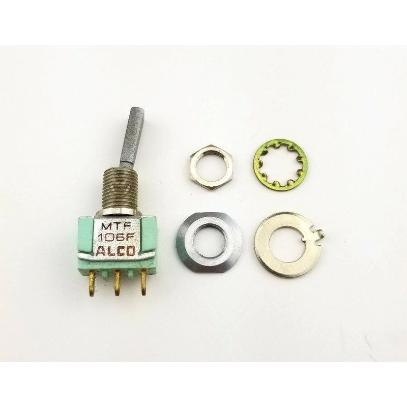 Alcoswitch MTF106F, SPDT ON-(ON), Flat Bat Toggle 6A@125V, 4A@28V DC