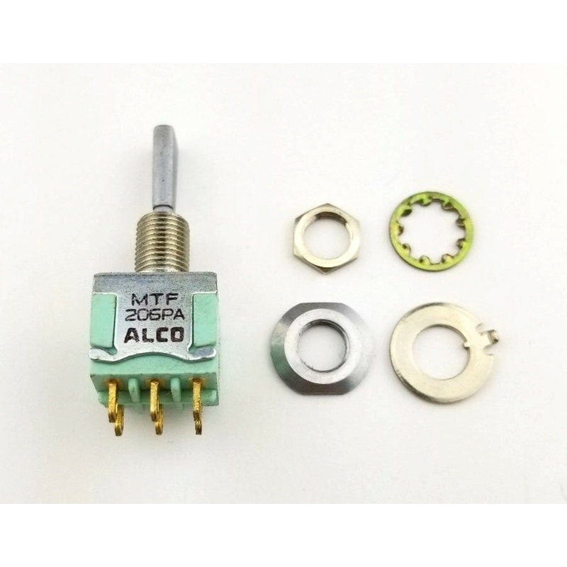 Alcoswitch MTF206PA, DPDT ON-ON-ON, Flat Bat Mini Toggle 6A@125V, 4A@28V DC