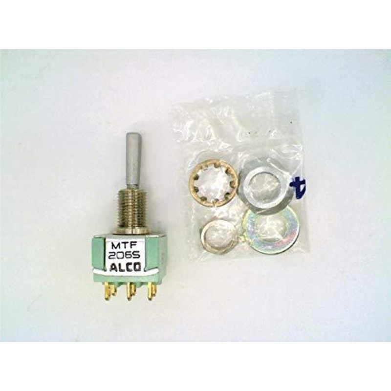 Alcoswitch MTF206S, DPDT (ON)-OFF-(ON), Flat Bat Toggle 6A@125V, 4A@28V DC