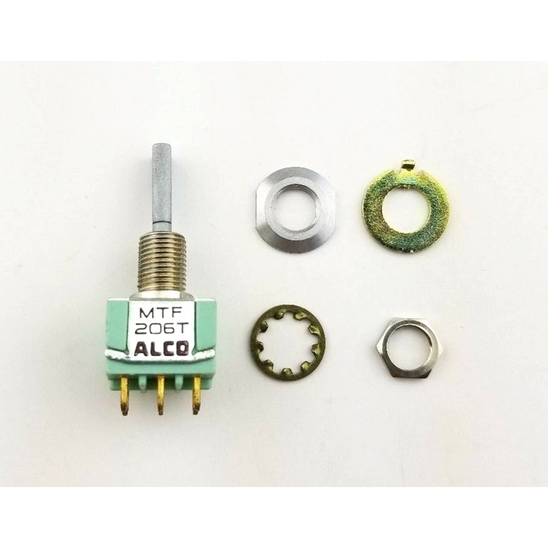 Alcoswitch MTF206T, DPDT ON-OFF-(ON), Flat Bat Toggle 6A@125V, 4A@28V DC