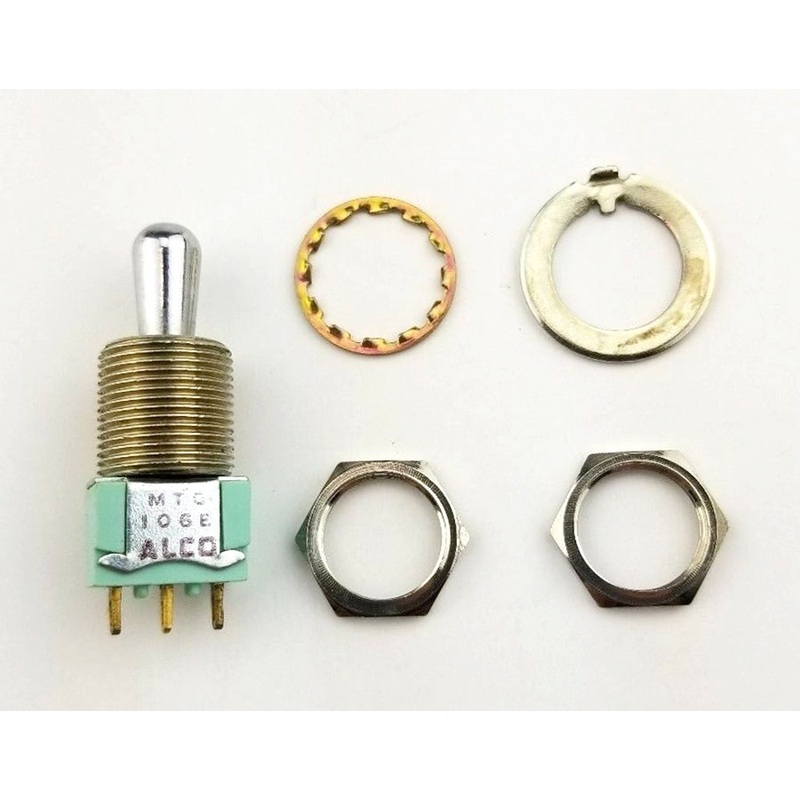 Alcoswitch MTG106E, SPDT ON-OFF-ON, Mustang Bat Toggle 6A@125V, 4A@28V DC
