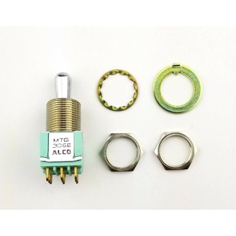 Alcoswitch MTG306E, 3PDT ON-OFF-ON, Mustang Bat Toggle 6A@125V, 4A@28V DC