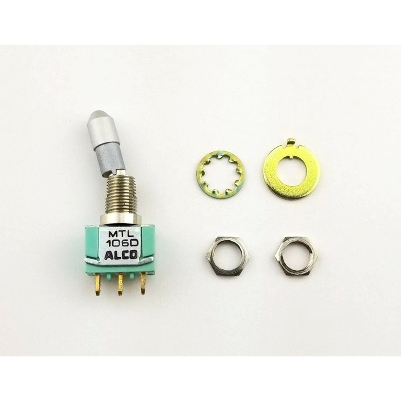 Alcoswitch MTL106D, SPDT ON-ON, Locking Bat Mini Toggle 6A@125V, 4A@28V DC