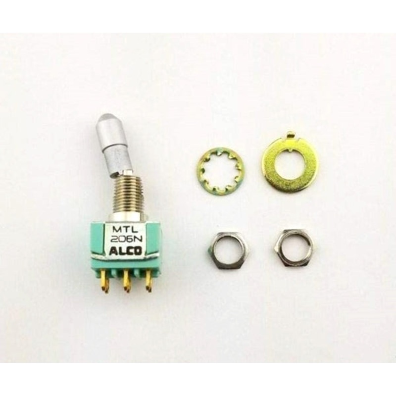 Alcoswitch MTL206N, DPDT ON-ON, Locking Bat Mini Toggle 6A@125V, 4A@28V DC