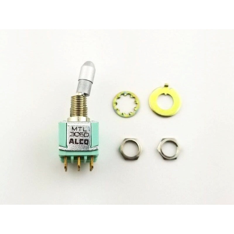 Alcoswitch MTL306D, 3PDT ON-ON, Locking Bat Mini Toggle 6A@125V, 4A@28V DC
