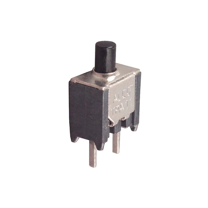 Alcoswitch TPA11CGPC0, SPST OFF-(ON) Momentary, PC Mount BLACK Push Button 0.4VA
