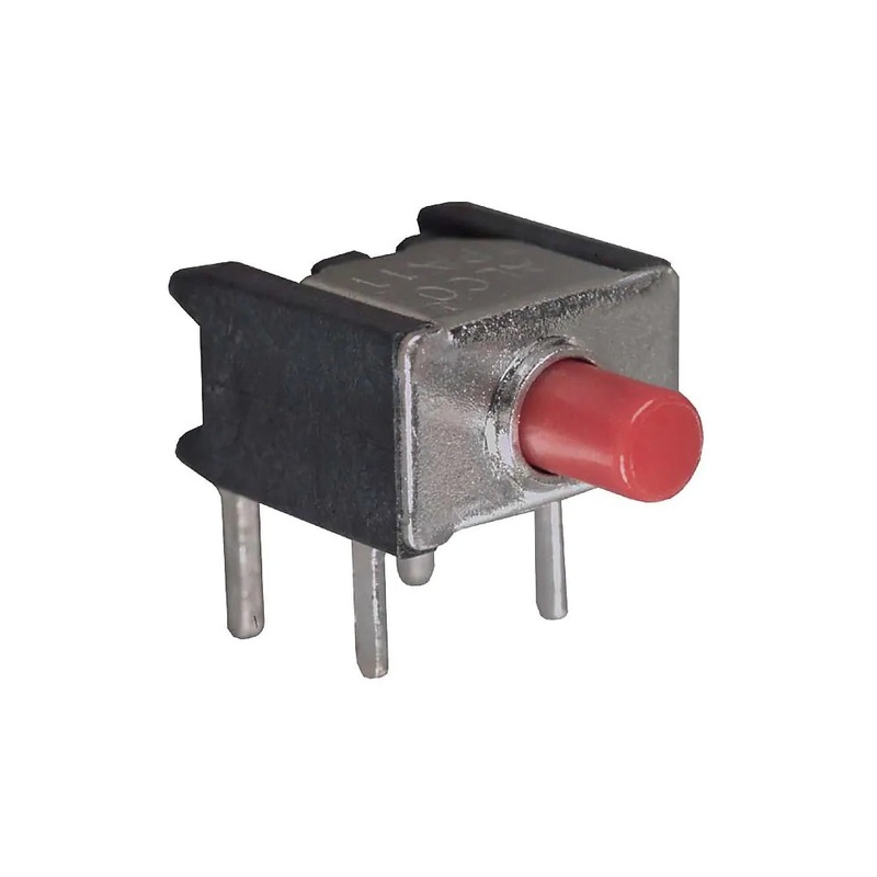 Alcoswitch TPA11CGRA2 SPST OFF-(ON) Momentary, Right Angle RED Push Button 0.4VA