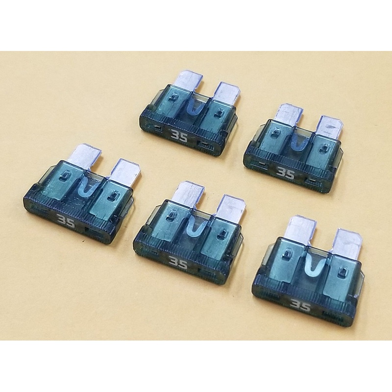 ATC35-5, Bussmann 35A 32V ATC Type Automotive Blade Fuses, Lot of 5 ~ Blue-Green